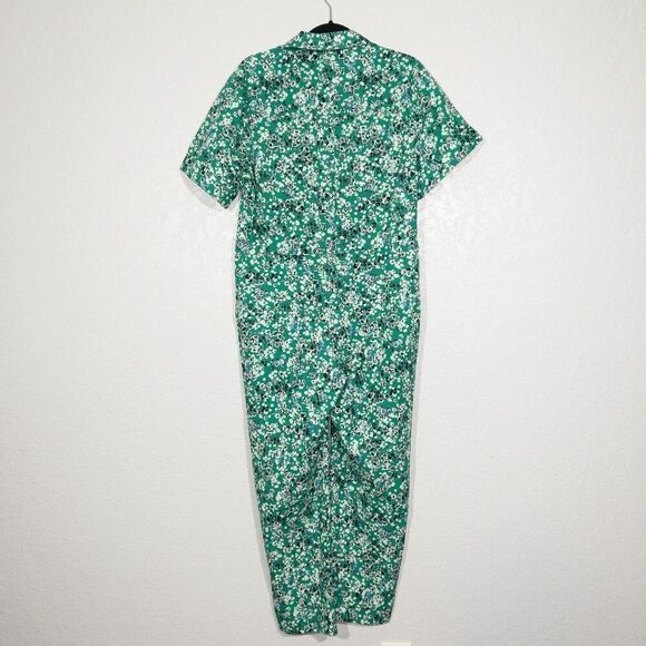 NWT‎ Zara Green Floral Zip Front Jumpsuit Size XS - Picture 8 of 8